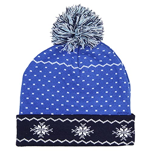 Culturefly The Office Dunder Mifflin Paper Company Fairisle Cuff Knit Pom Beanie Hat Blue - Image 2
