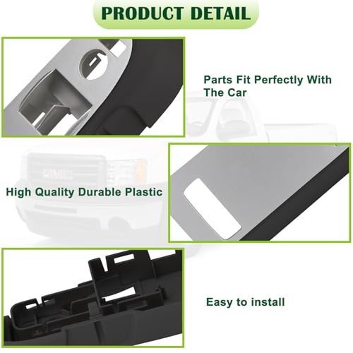 omoZone Window Switch Bezel Cover Front Left Driver Side Door Control Switch Panel Trim Ebony Compatible with 2010-2014 Chevrolet Chevy Silverado GMC Sierra Replaces 25951961 Pickup 2-Door - Image 4