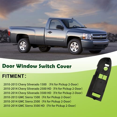 omoZone Window Switch Bezel Cover Front Left Driver Side Door Control Switch Panel Trim Ebony Compatible with 2010-2014 Chevrolet Chevy Silverado GMC Sierra Replaces 25951961 Pickup 2-Door - Image 3