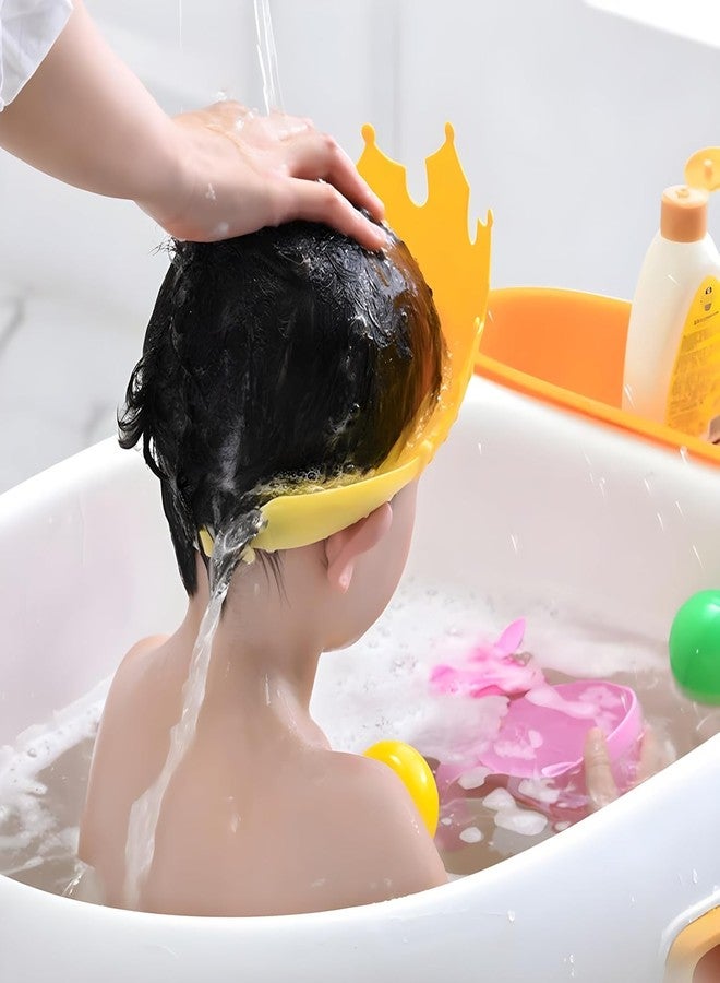 ANKALING Baby bath Shower Cap,Bath Visor hat for Eye and Ear wash Protection,Adjustable Silicone Bathing Crown Waterproof Shampoo hat for Washing Hair, - Image 4