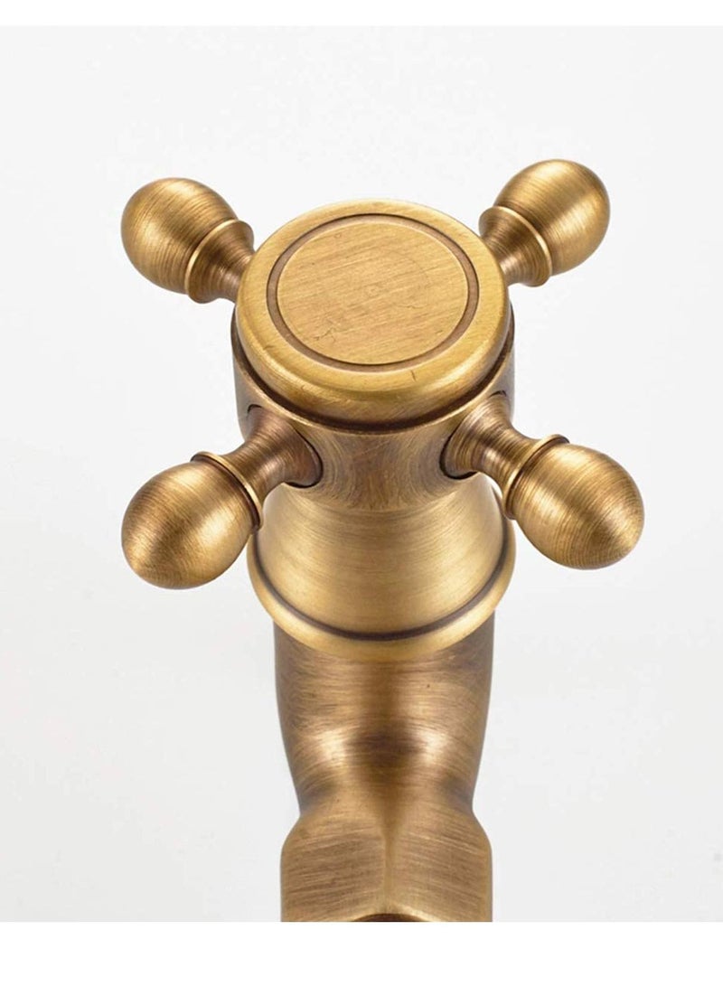 Excefore Sink Faucet, Kitchen Sink Faucet Antique Brass Mop Pool Taps Wall Mount Single Lever Cold Water Sink Faucet Bathroom Faucet Solid Brass Basin Mixer, for Home Kitchen  - Image 3