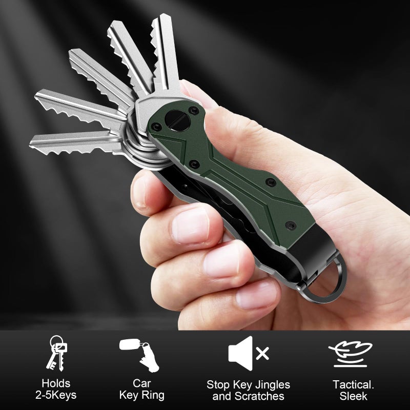 TUXON Key Organizer Tactical Innovative Keychain Compact Keys Organizer Key Chain Smart Keyholder Secures 2-6 Keys (GREEN) - Image 2