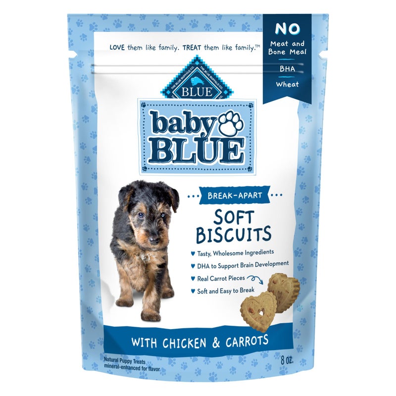 Blue Buffalo Baby Blue Soft Biscuits with DHA, Natural Dog Treats for Puppies, Great for Training, with Chicken & Carrots, 8-oz Bag - Image 1
