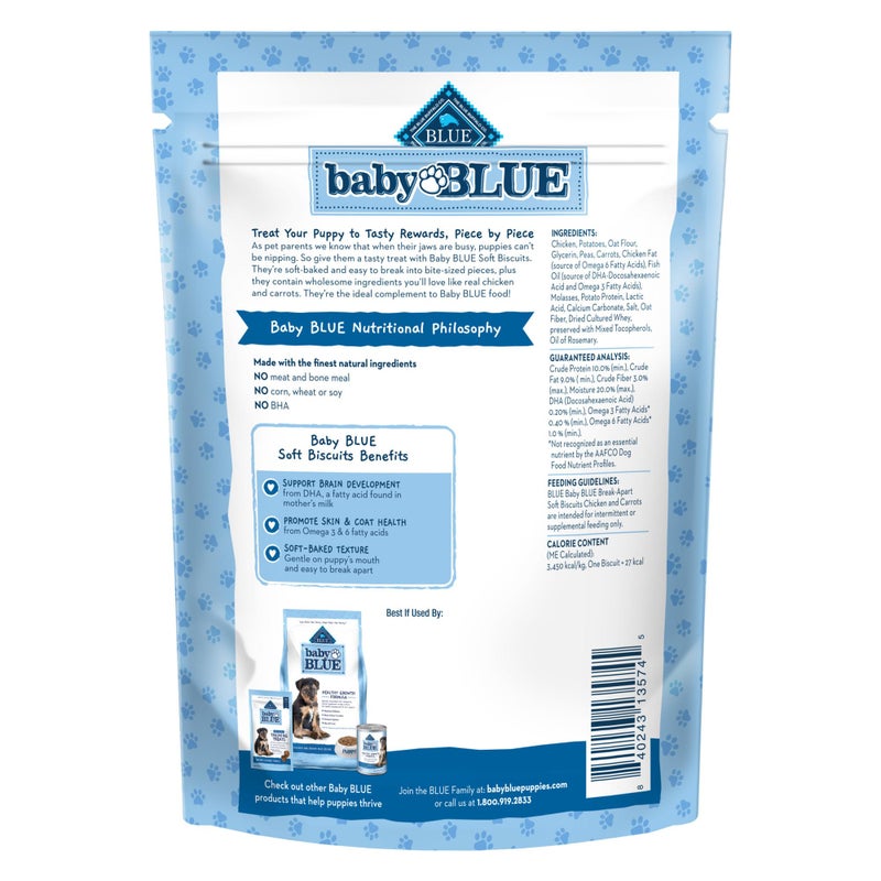 Blue Buffalo Baby Blue Soft Biscuits with DHA, Natural Dog Treats for Puppies, Great for Training, with Chicken & Carrots, 8-oz Bag - Image 2