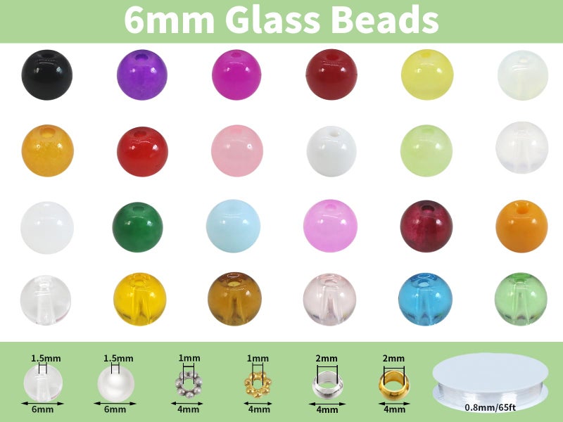 Pamir Tong 2030PCS 6mm Assorted Color Glass Beads Kits for Jewelry Making,Round Smooth Beads, Bracelet Space Loose Beads for Jewelry Making Earring, Necklaces, DIY Crafts & Gifts #377 - Image 4