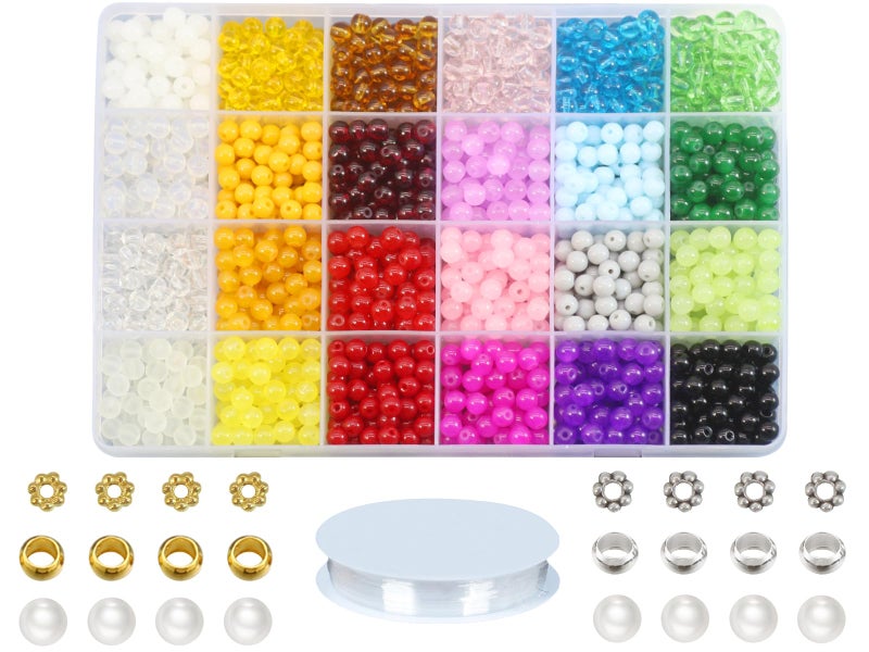 Pamir Tong 2030PCS 6mm Assorted Color Glass Beads Kits for Jewelry Making,Round Smooth Beads, Bracelet Space Loose Beads for Jewelry Making Earring, Necklaces, DIY Crafts & Gifts #377 - Image 1