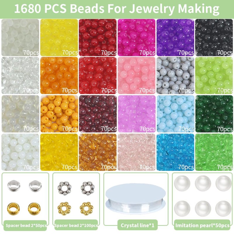 Pamir Tong 2030PCS 6mm Assorted Color Glass Beads Kits for Jewelry Making,Round Smooth Beads, Bracelet Space Loose Beads for Jewelry Making Earring, Necklaces, DIY Crafts & Gifts #377 - Image 3