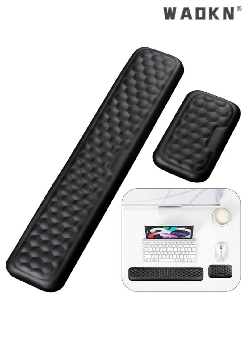 WAOKN Ergonomic Keyboard Wrist Rest, Memory Foam Pad Set, Comfortable Cushion Support for Office, Computer, Laptop, Enhances Typing Experience, Reduces Pain and Fatigue, Lightweight Design  - Image 1