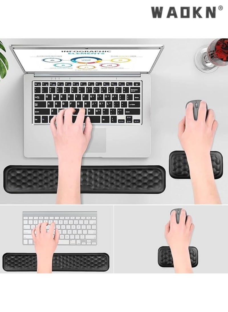 WAOKN Ergonomic Keyboard Wrist Rest, Memory Foam Pad Set, Comfortable Cushion Support for Office, Computer, Laptop, Enhances Typing Experience, Reduces Pain and Fatigue, Lightweight Design  - Image 4