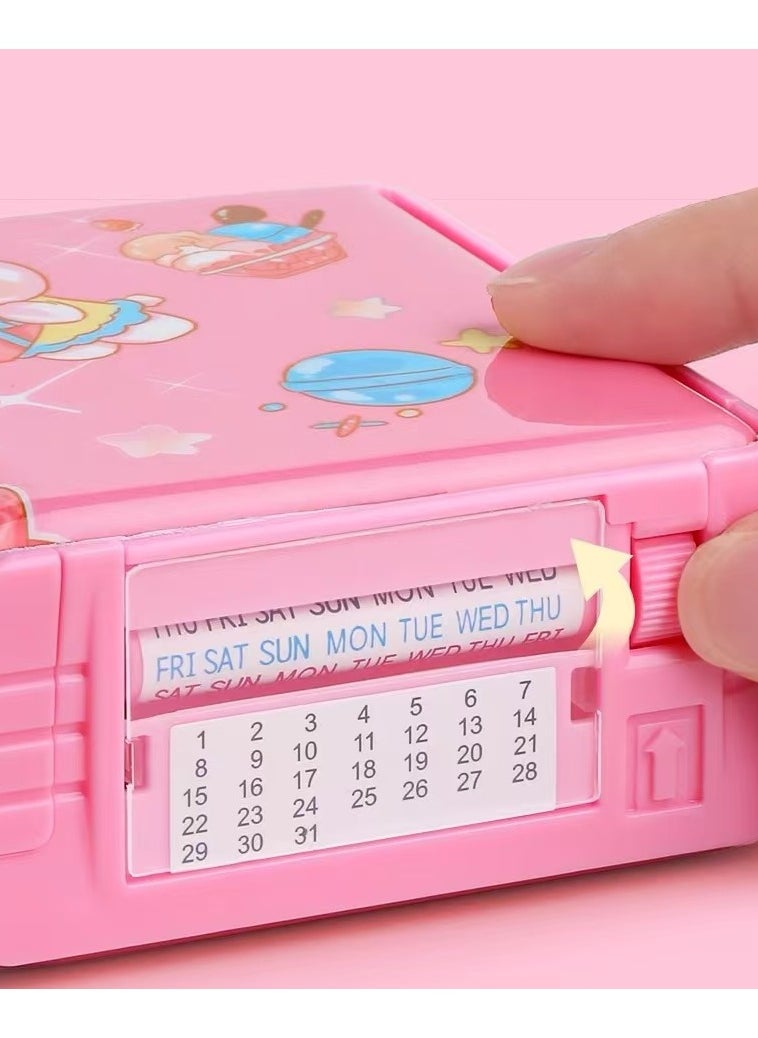 Generic - Password lock pop-up multi-functional pencil case for girls, cute cartoon pencil case with pencil sharpener, schedule, whiteboard, study supplies, making it the best birthday gift for children and teenagers - Image 1