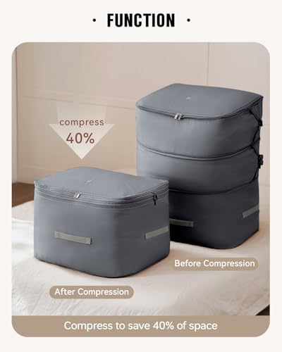 Eachy 3-Pack Comforter Storage Bag Blanket Storage Bags, Compression Storage Bags for Blanket Comforter, Ultra Space Saving Self Compression Organizer - Image 2