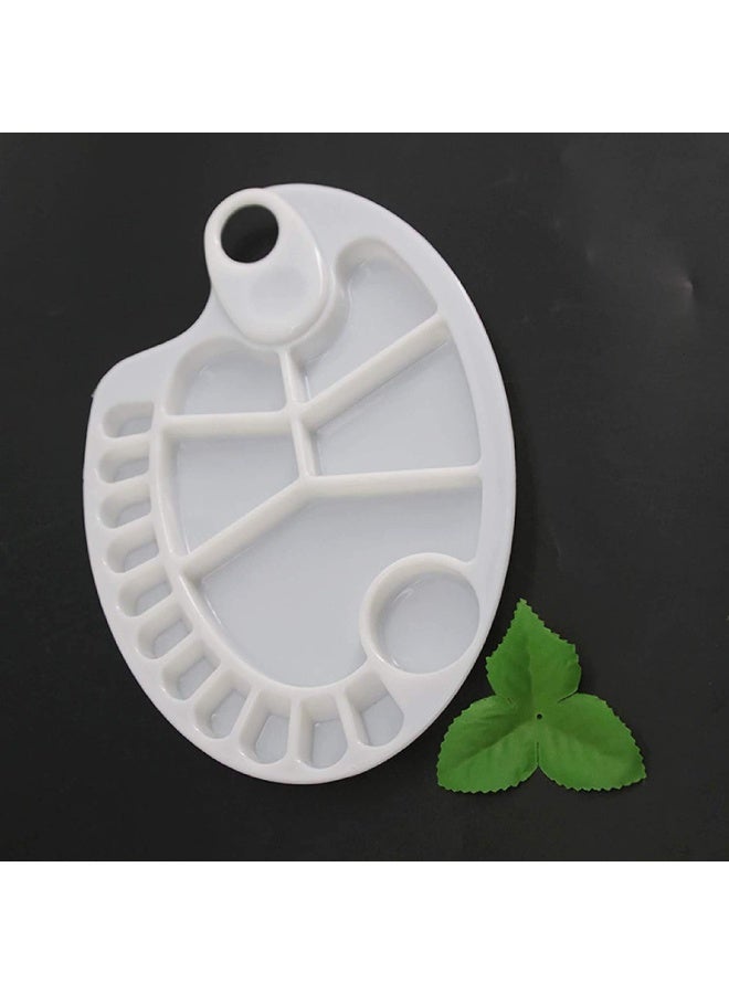 Premify لوحة ألوان بلاستيكية بيضاء قابلة لإعادة الاستخدام مكونة من قطعتين تحتوي كل منها على 17 بئرًا على شكل بيضاوي مقاس 8 × 11.8 بوصة، لوحة ألوان زيتية غير لاصقة قابلة للغسل بفتحة إبهام، لوحة فنية يدوية الصنع - Image 4