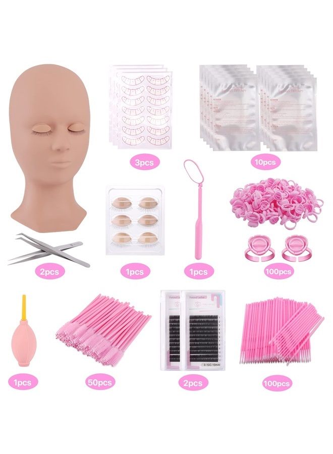 Pretty memory طقم تمديد الرموش، رأس دمية للرموش مع جفون قابلة للإزالة مجموعة تدريب سيليكون، طقم تمديد الرموش للتدريب على المكياج وزراعة الرموش - Image 2