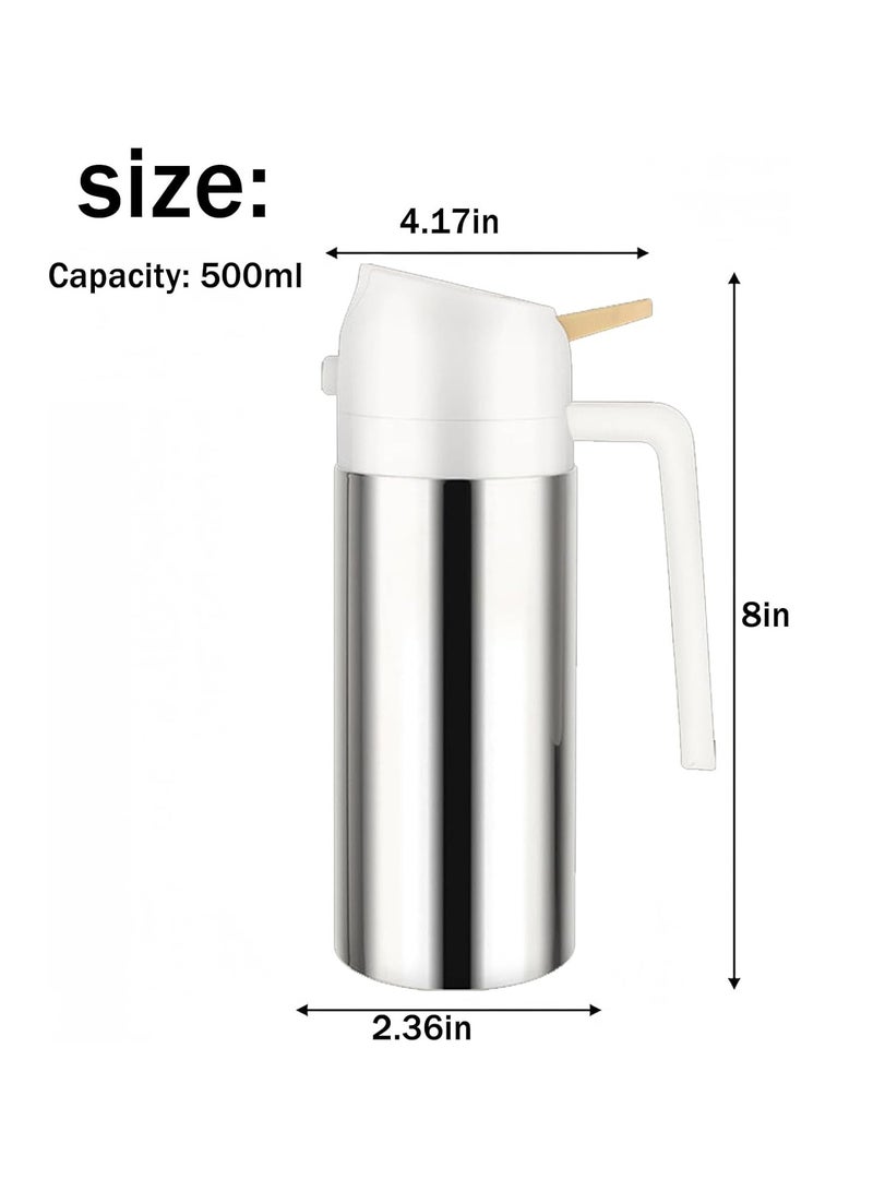 رايتشر زجاجة رذاذ زيت سعة 500 مل، موزع زيت زيتون وزجاجة زيت 2 في 1 متعدد الاستخدامات، زجاجة زيت من الفولاذ المقاوم للصدأ 316 للطهي والمطبخ والسلطة والشواء وبخاخ زيت الطعام، أسود - Image 2