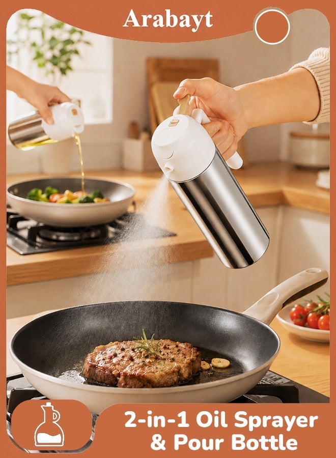 Arabayt 500ml 2-in-1 Oil Sprayer & Pourer, 316 Stainless Steel Food-Grade Olive Oil Dispenser, Leakproof Oil Mister for Cooking, Salad, BBQ & Kitchen - Image 1