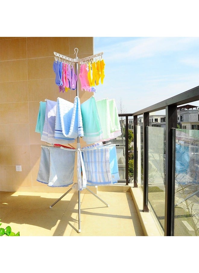 Taimi - Portable Garment Drying Rack 3-Tier Clothes Drying Rack Foldable Stainless Steel Tripod Clothes Dryer Indoor Outdoor for Hanging Laundry - Image 1