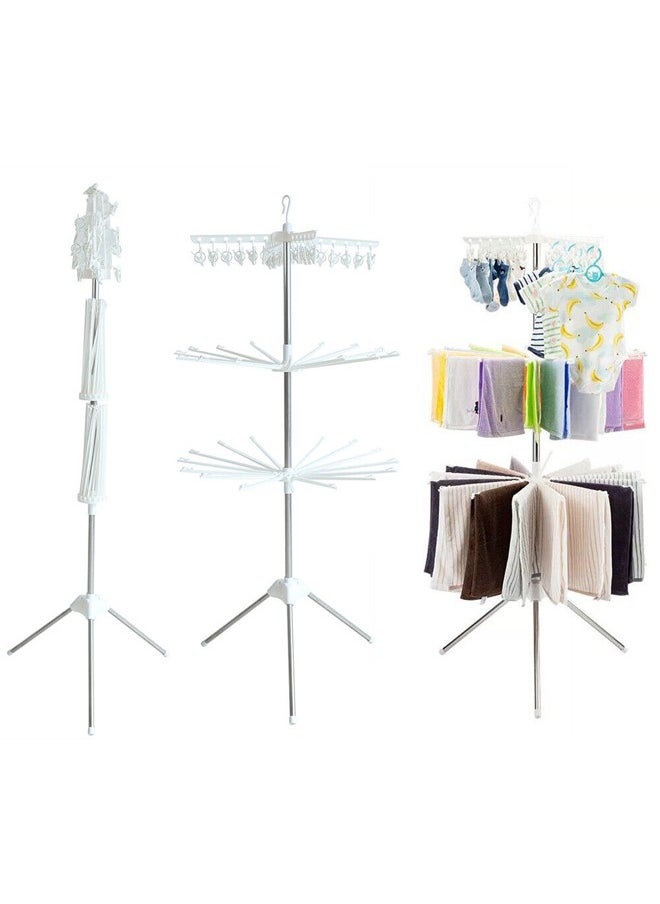 Taimi - Portable Garment Drying Rack 3-Tier Clothes Drying Rack Foldable Stainless Steel Tripod Clothes Dryer Indoor Outdoor for Hanging Laundry - Image 1
