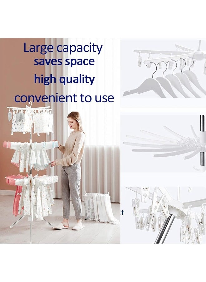 Taimi - Portable Garment Drying Rack 3-Tier Clothes Drying Rack Foldable Stainless Steel Tripod Clothes Dryer Indoor Outdoor for Hanging Laundry - Image 1
