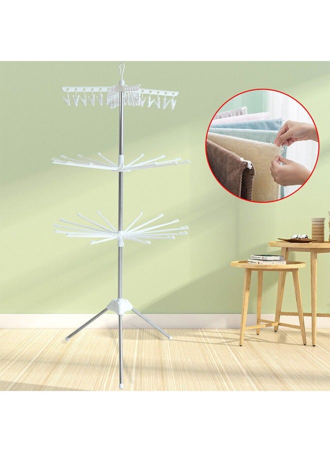 Taimi - Portable Garment Drying Rack 3-Tier Clothes Drying Rack Foldable Stainless Steel Tripod Clothes Dryer Indoor Outdoor for Hanging Laundry - Image 1