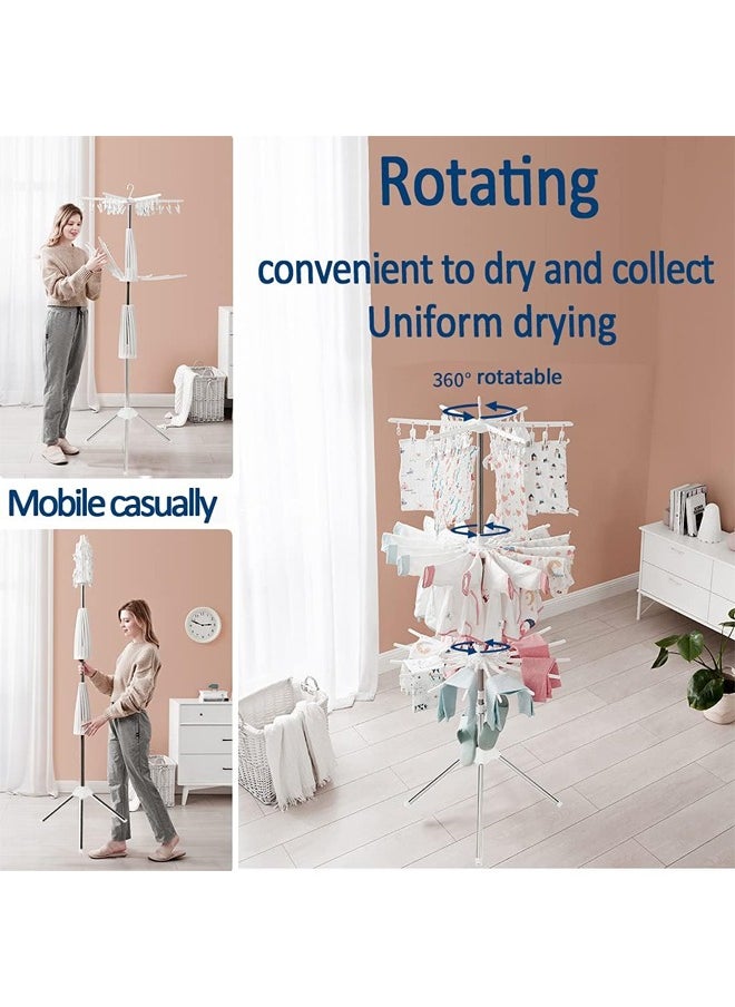 Taimi - Portable Garment Drying Rack 3-Tier Clothes Drying Rack Foldable Stainless Steel Tripod Clothes Dryer Indoor Outdoor for Hanging Laundry - Image 1