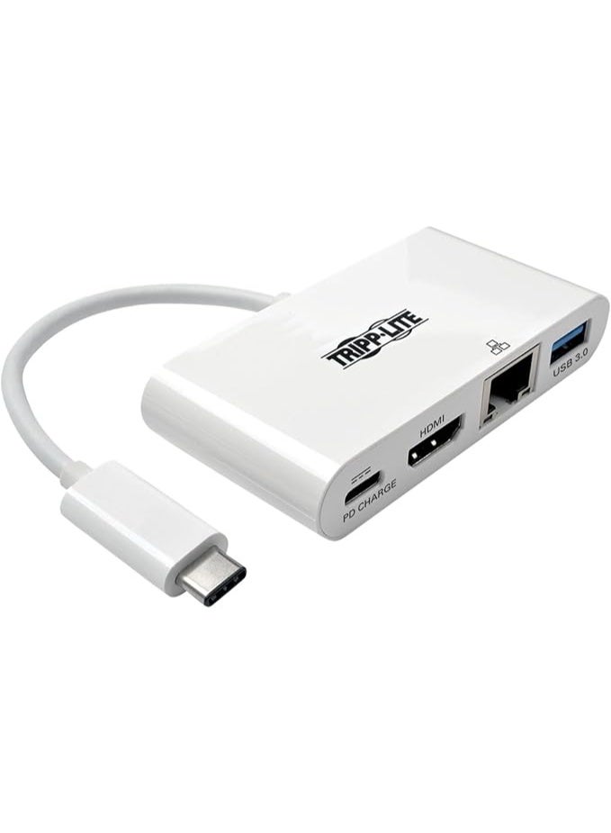 تريب لايت محوّل Tripp Lite U444-06N-HGU-C من USB-C (تايب-C) إلى HDMI مع USB-A، شحن USB-C PD، وإيثرنت بسرعة جيجابت، USB 3.1 Gen 1، متوافق مع Thunderbolt 3، جودة 1080p - Image 1