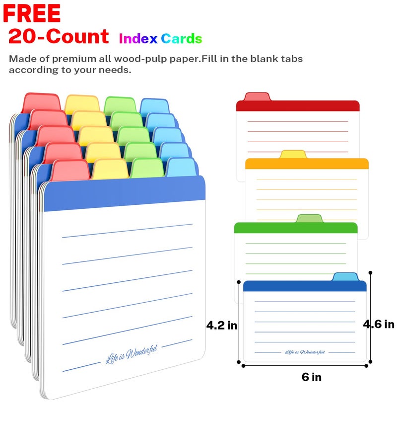 Neando 4â€™â€™x6â€™â€™ Index Card Holder, Acacia Index Card Box, Index Card Organizer Case, Wood Recipe Box with Dividers, 4 Compartments for 600 Cards, File Note Flash Card Holders - Image 5