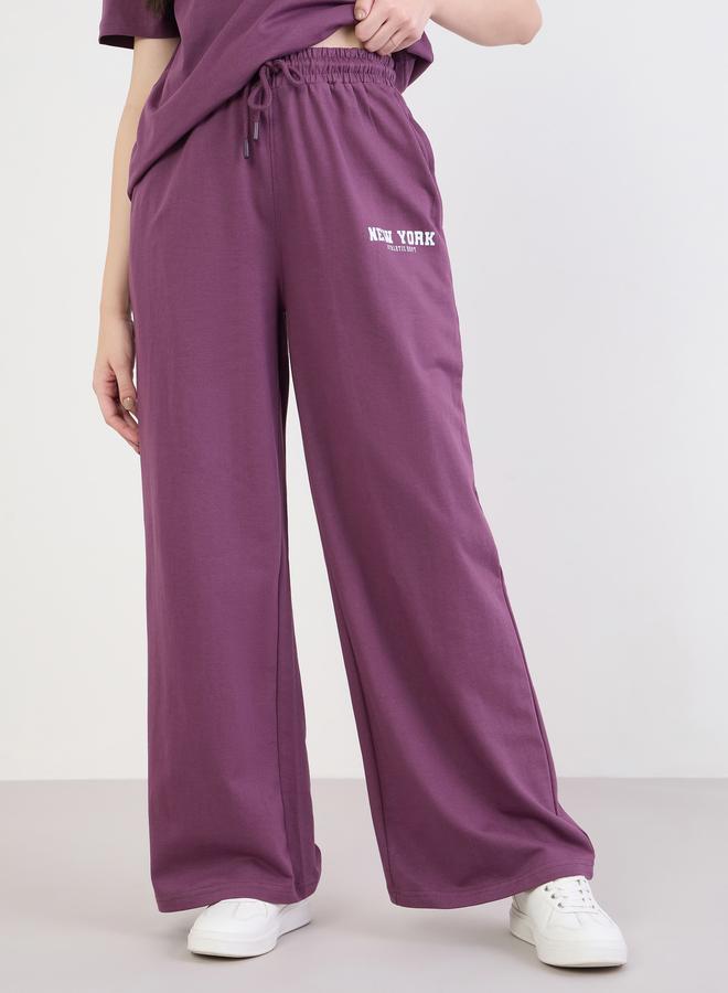 Styli Purple Slogan Boxy T-Shirt and Wide Leg Joggers Co-Ords - Image 5
