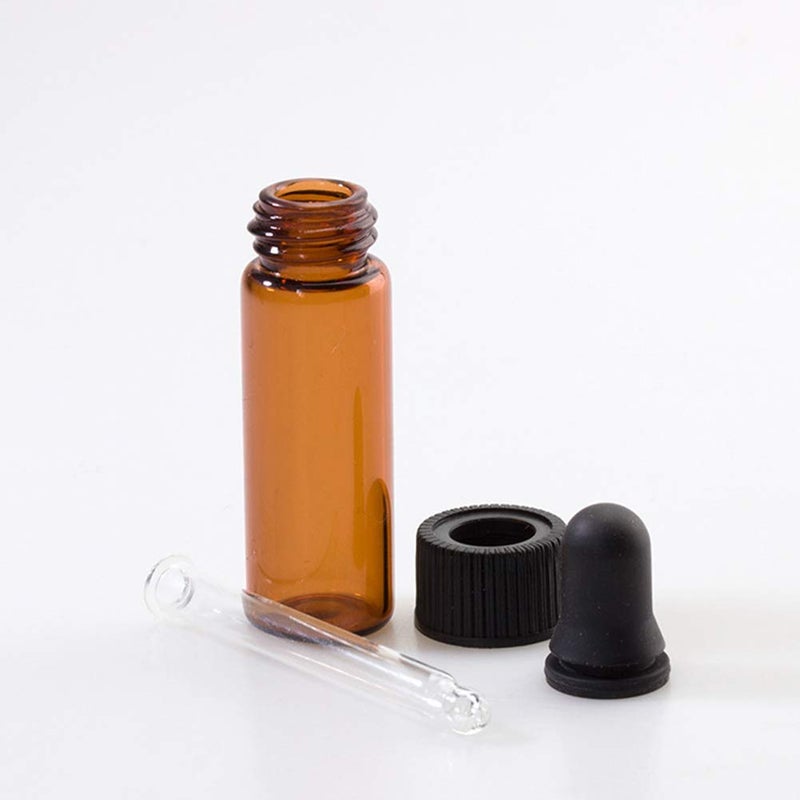 Furnido Amber Dropper Bottle,1 Dram (4ml) 15 Pack,Glass Eye Dropper Refillable Essential Oil Vials Perfume Sample Test Bottle With Pure Dropper Tubes&Black Screw Cap Travel Cosmetic Container - Image 2