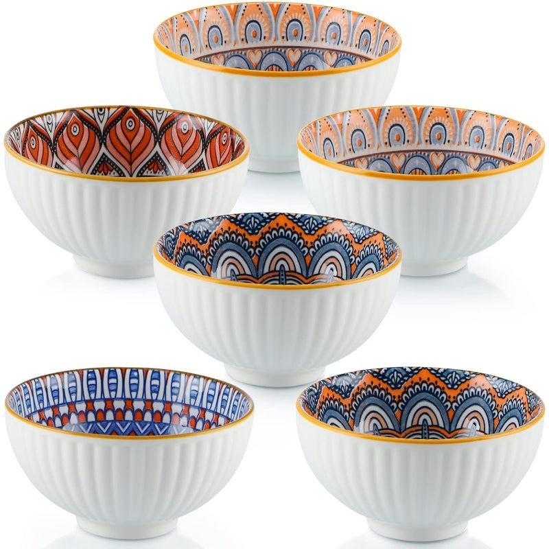 NIRVITTHAL Ceramic Rice Bowls 300ml Japanese Style Bowl Gift Set Assorted Dinnerware Serving Bowls for Cereal Soup Dessert Snack Fruit Salsa Pack of 6 - Image 2
