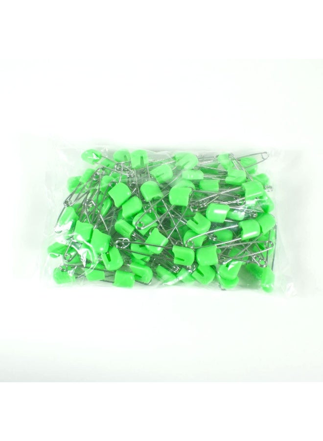 OsoCozy Cloth Diaper Nappy Pins 100 Packs - 100 Stainless Steel Safety Pins with Locking Plastic Heads. Durable, Safe and Cute 2.2 Inches Long (Light Green) - Image 1