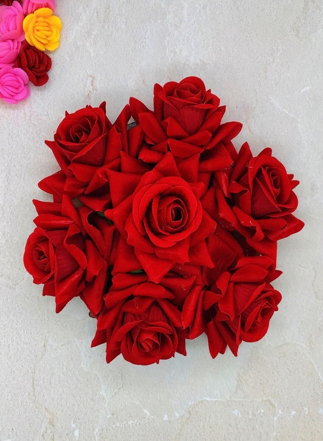 Arooman™ Rose Flower Hair Bun Juda Gajra for women Pack-01 Color- Red - Image 3