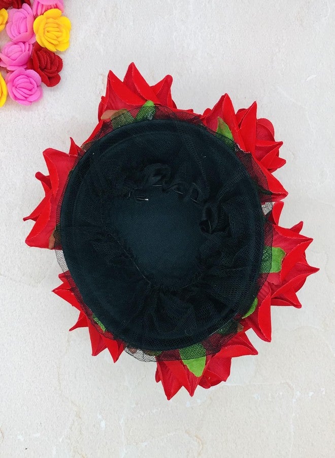 Arooman™ Rose Flower Hair Bun Juda Gajra for women Pack-01 Color- Red - Image 5