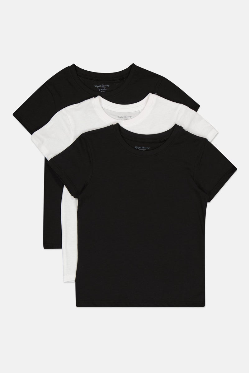 English Laundry Toddlers Boy 3 Pcs Short Sleeves Plain T-shirt, Multicolor - Image 1