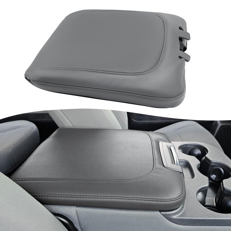 KBH Center Console Armrest Cover Replacement for 2013-2018 Ram 1500, 2013-2025 Ram 1500 Classic/2500/3500, 40/20/40 Jump Seat, Vinyl Leather, Anti-Scratch, Gray - Image 1