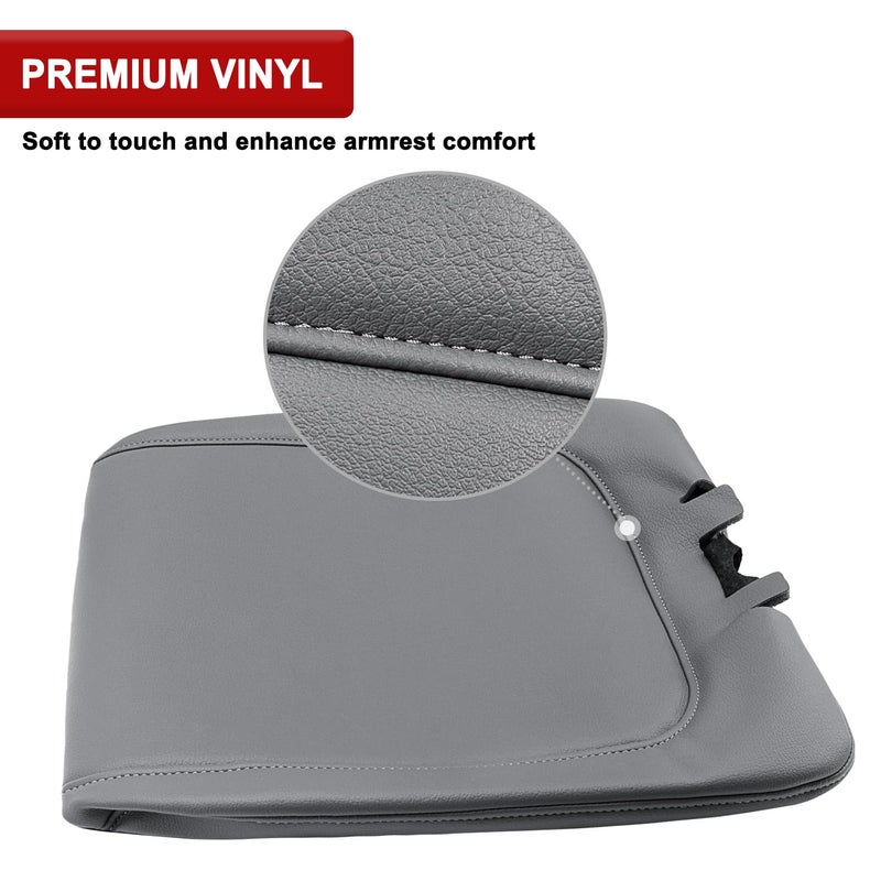KBH Center Console Armrest Cover Replacement for 2013-2018 Ram 1500, 2013-2025 Ram 1500 Classic/2500/3500, 40/20/40 Jump Seat, Vinyl Leather, Anti-Scratch, Gray - Image 4