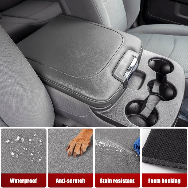 KBH Center Console Armrest Cover Replacement for 2013-2018 Ram 1500, 2013-2025 Ram 1500 Classic/2500/3500, 40/20/40 Jump Seat, Vinyl Leather, Anti-Scratch, Gray - Image 5