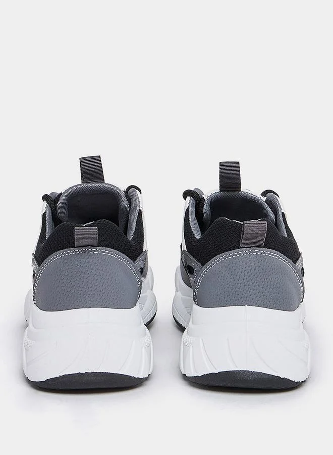 Styli Active Colorblock Panelled Lace Up Sneakers