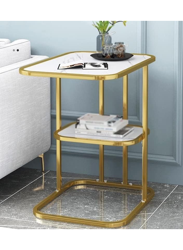 DubaiGallery Side Table Sofa End Table, Accent C Table, with Metal Frame and Marble Top, Stable Laptop Table Work in Bed or on The Sofa - Image 4