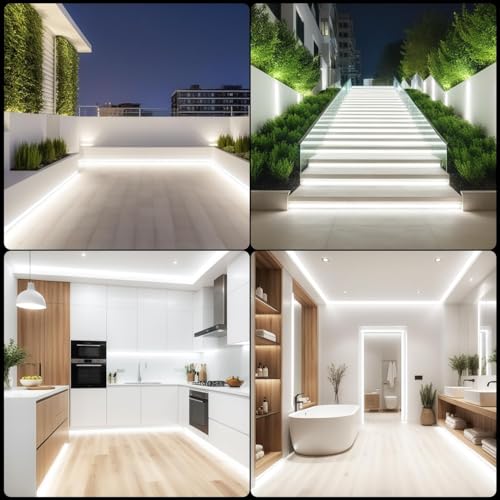 iNextStation 12V White LED Strip Lights 16.4FT, Flexible Silicone Neon Rope Light, Waterproof, Cuttable, Dimmable & Linkable, for Cabinet, Ceiling, Wall, Bedroom, Kitchen, Garage (No Adapter) - Image 3