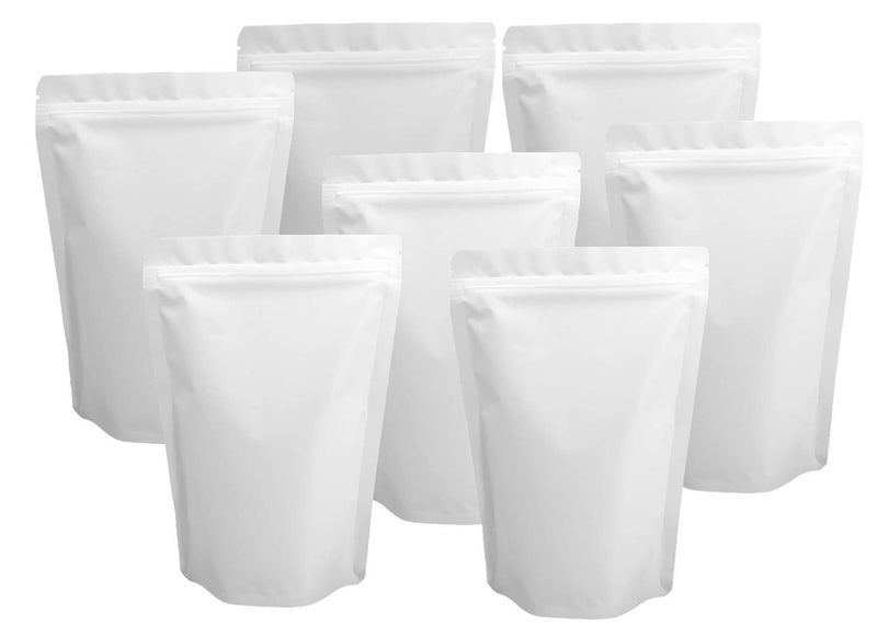 Chamigon 100 Pack Matte White Mylar Stand Up Bags  55x78 Inches Resealable Smell Proof Packaging Pouch Sealable Foil Zipper Bag for Food Storage Sample Pouches