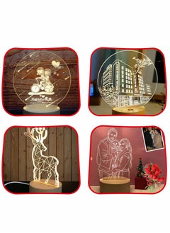 Excefore Wood Light Display Base Sets Wooden LED Display Base Crystal Glass Light Base Stand Wood LED Display Stand for Glass Resin Art, 2Pcs  - Image 5