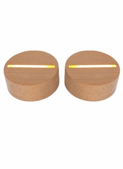 Excefore Wood Light Display Base Sets Wooden LED Display Base Crystal Glass Light Base Stand Wood LED Display Stand for Glass Resin Art, 2Pcs  - Image 1