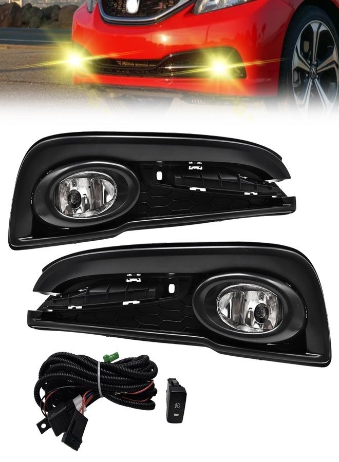 WILD BEAR Fog Lights Compatible with 2013 2014 2015 Honda Civic Driving Fog Lamps With Switch Harness Wiring Kit - Image 1