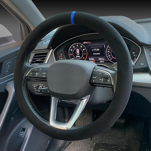 Carodi Suede Steering Wheel Cover ， Non-Slip Leather Car Interior Fitting 15-inch Universal - Image 4