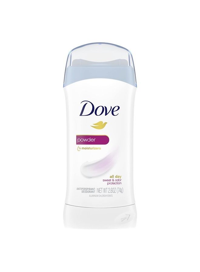 Dove Invisible Solid Antiperspirant Deodorant Stick for Women, Powder, For All Day Underarm Sweat & Odor Protection 2.6 oz - Image 1