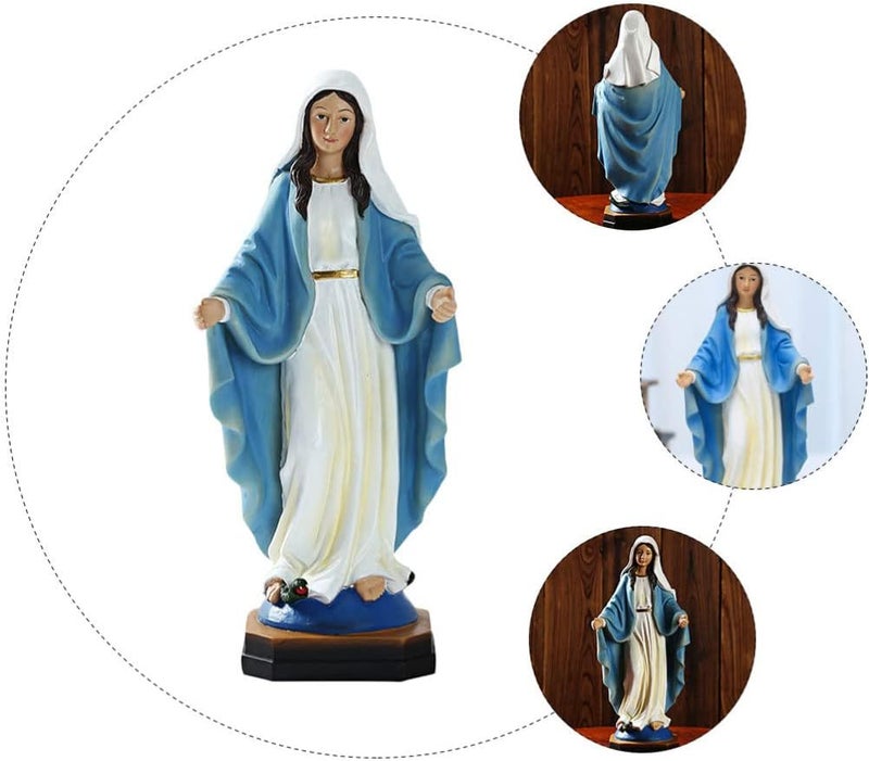 Outdoor Gift Madonna Resin Statue Outdoor Religious Statues Blessed Virgin Mary Mother Madonna Lilies Garden Statue Renaissance Collection Figurine Desk Home Decor House Gifts - Image 1