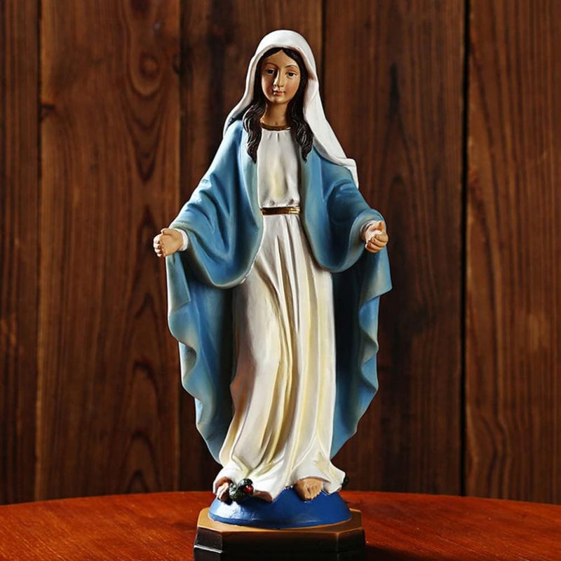 Outdoor Gift Madonna Resin Statue Outdoor Religious Statues Blessed Virgin Mary Mother Madonna Lilies Garden Statue Renaissance Collection Figurine Desk Home Decor House Gifts - Image 4