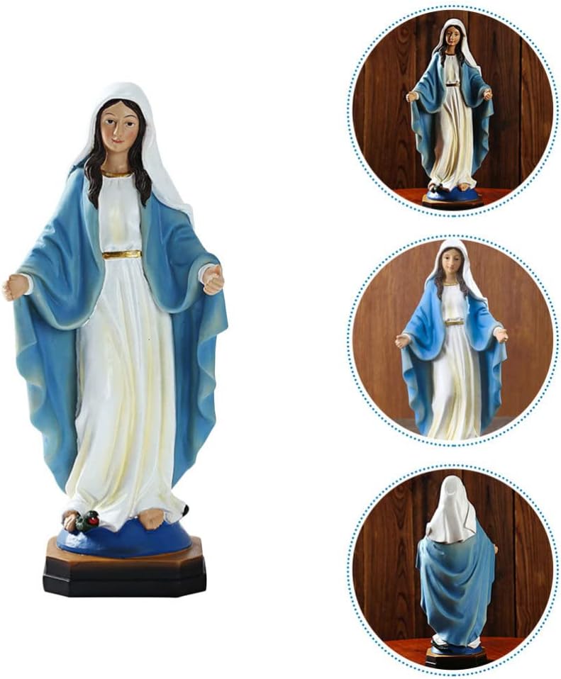 Outdoor Gift Madonna Resin Statue Outdoor Religious Statues Blessed Virgin Mary Mother Madonna Lilies Garden Statue Renaissance Collection Figurine Desk Home Decor House Gifts - Image 2