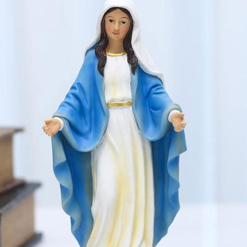 Outdoor Gift Madonna Resin Statue Outdoor Religious Statues Blessed Virgin Mary Mother Madonna Lilies Garden Statue Renaissance Collection Figurine Desk Home Decor House Gifts - Image 3