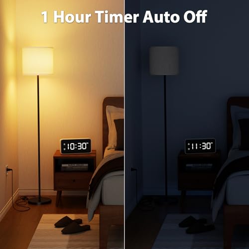 Keepsmile Dimmable Floor Lamps for LivingRoom with 12W LED Bulb, Foot Switch, Remote Custom Color Temperature Floor Light, Linen Shade Standing Lamps, Modern Tall Lamp for Office Bedroom Kid Room - Image 5